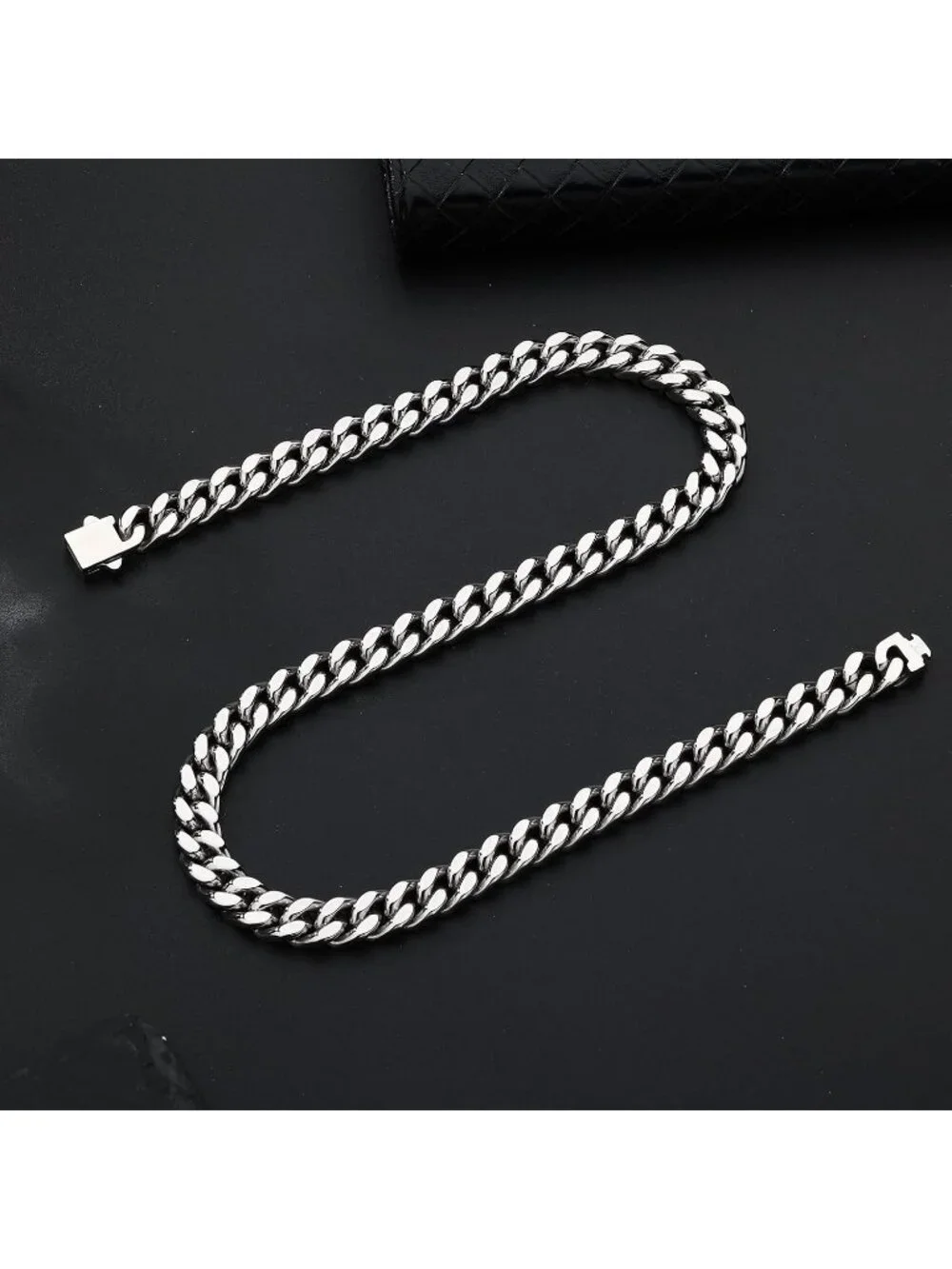 Unisex 9MM Silver Chain Cuban Link 11mm Stainless Steel Gold Silver Plated
